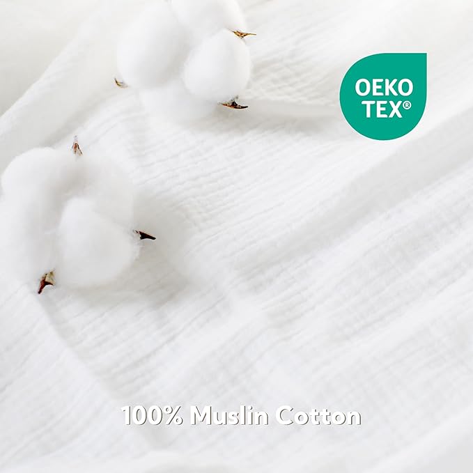 SOULFUL Muslin Crib Sheets for Boys Girls, 3 Pack Soft and Breathable Cotton Fitted Crib Sheets for Standard Crib Mattress (28"x 52", White & Dusty Rose & Blue)