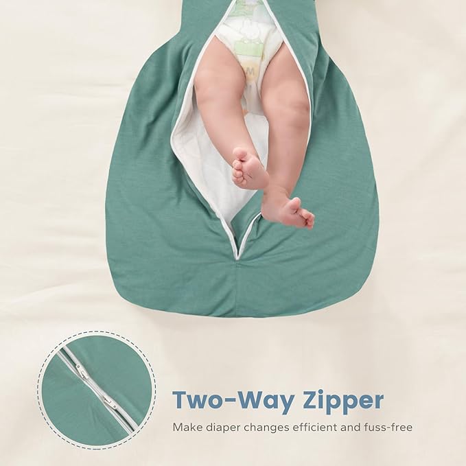 ZIGJOY Shark-Fin Transitional Swaddle for Newborn - 2.5 Tog Rayon Made from Bamboo Transition Swaddle Sleep Sack 3-6 Months Baby Arms Up Swaddle Blanket with 2-Way Zipper, Mint Green