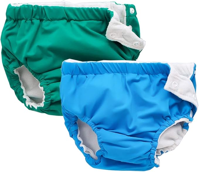 IIjnUhb Swim Diapers Baby Reusable 2 Pack,Washable Pants for 0-3 Years Boys Girls Swimming Lesson Shower Gifts