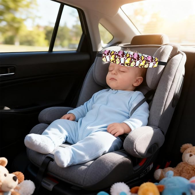 4 Pcs Baby Car Seat Head Support Toddler Infant Head Support Neck Relief Strap Headrest Sleeping Traveling for Kids Children Child Baby(Bear, Rabbit, Elephant, Brown Elephant)