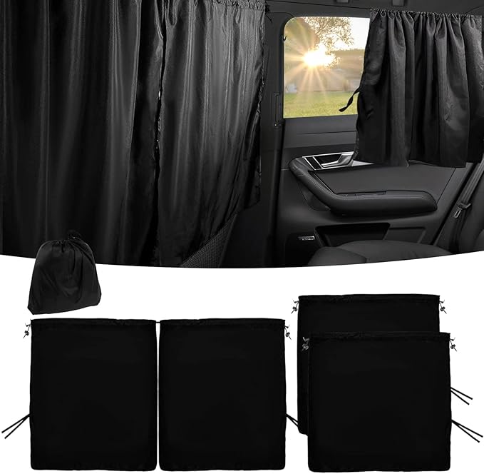Privacy Curtain Universal Car Divider Between Rear Seat Auto Blackout Sun Shades Side Window Covers Accessories for Travel Camping Nap Sleeping (3Pcs)