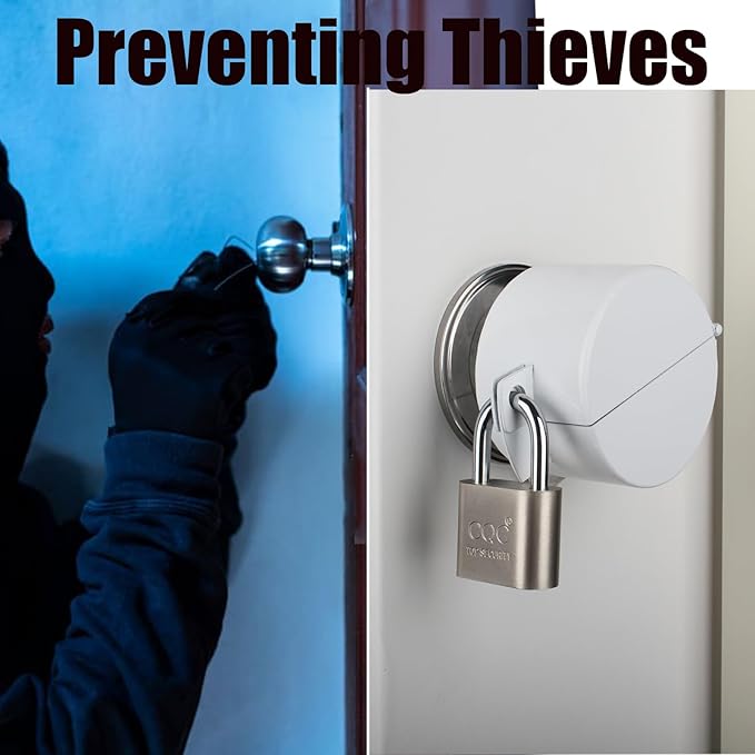 Door Knob Lockout Device with Padlock, Round Door Handle Security Lock, Prevents Turning of Door Knob and Access to Keyhole, White