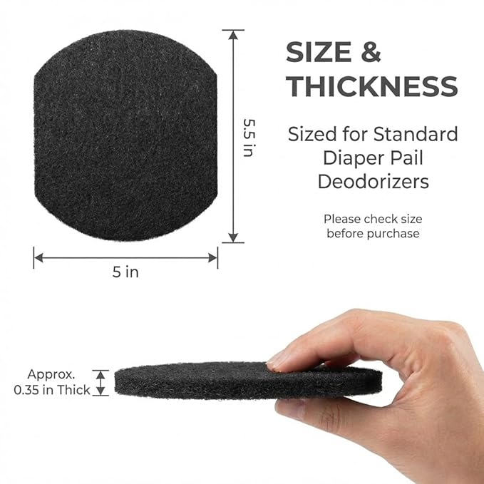 QalryXen 8 Pack Diaper Pail Deodorizer Refills Compatible with Ubbi Diaper Pail, Activated Charcoal Odor Absorbing Carbon Filters for Baby Diaper Trash Can, Helps Control Odors & Keep Home Fresh