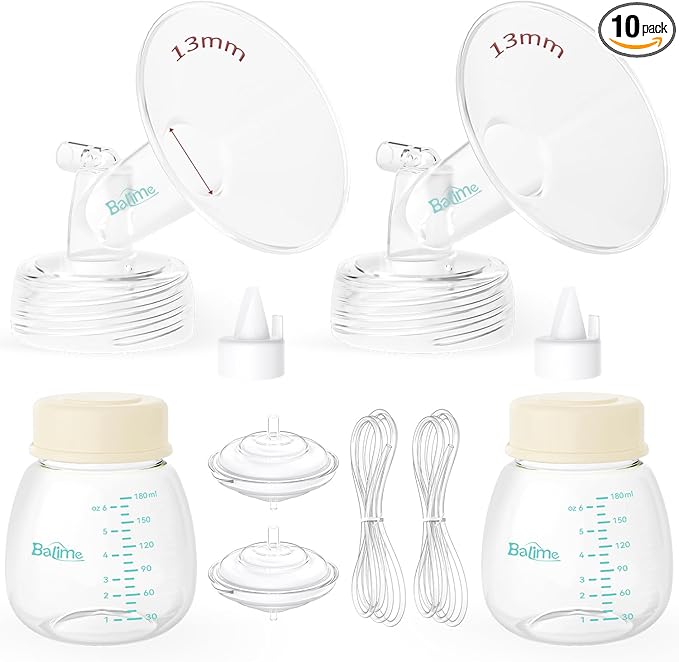 BALIME Pump Parts Compatible with Spectra S1/S2/9 Plus, Not Original Accessories, Full Set Replacements Include 13mm Flanges, Valves, Backflow Protectors (Duckbills Included), Tubings and Bottles