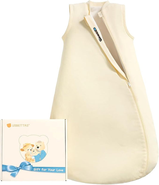 usbettas 1.0 Tog 2.5 Tog Baby Sleep Sack, 100% Cotton Baby Sleeping Bag 3-24M, 2-Way Zipper Baby Wearable Blanket