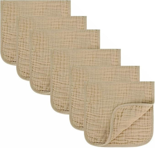 MIGIOL Baby Burp Cloth 100% Cotton Newborn Cotton Muslin Burp Cloth 10x20 inches (Apricot Color 6 Pieces)