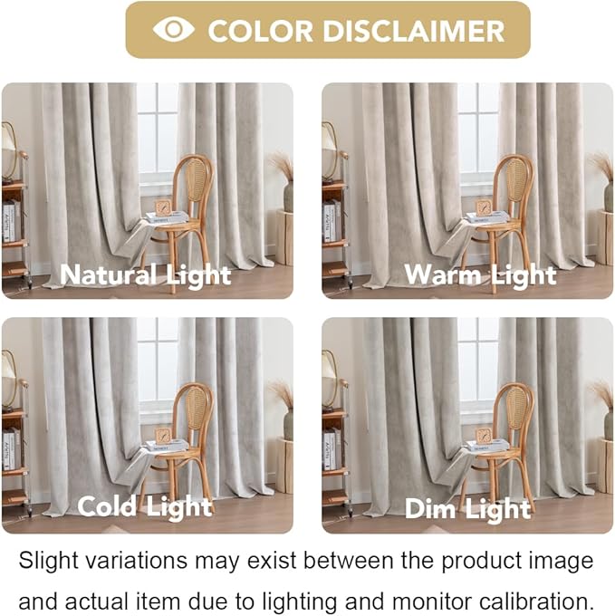 H.VERSAILTEX Velvet 100% Blackout Curtains for Living Room Full Light Blocking Curtains Thermal Insulated Room Window Drapes Soft Luxury Curtains Grommet Top 2 Panels (55" W x 84" L, Stone)