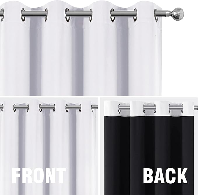 LEMOMO Blackout Curtains 42 x 63 Inch Off White Curtains 2 Panels Darkening Thermal Insulated Bedroom Curtains