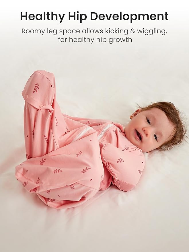 GROWNSY Transitional Swaddle Sleep Sack 6-12 Months, Starfish Design Baby Swaddle Sack, Dual-Zipper for Easy Diaper Changes, Proper Hip Development & Openable Foot Button, 19-27 lbs, Pink