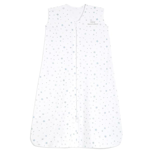HALO SleepSack, 100% Cotton Wearable Blanket, Swaddle Transition Sleeping Bag, TOG 0.5, Twinkle Blue, Medium, 6-12 Months