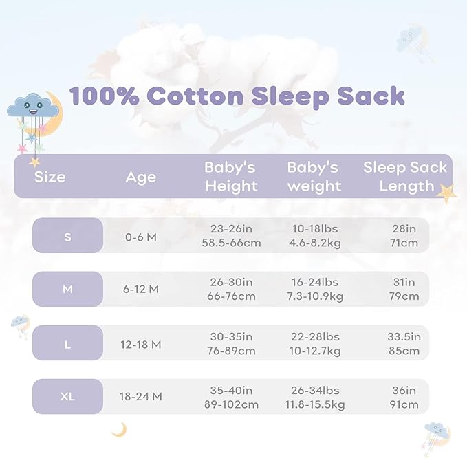 Yoofoss Baby Sleep Sack 6-12 Months 0.5 Tog Wearable Blanket for Baby, 3 Pack 100% Organic Cotton Infant Toddler Sleeping Sack 2-Way Zipper Lightweight Sleep Sack