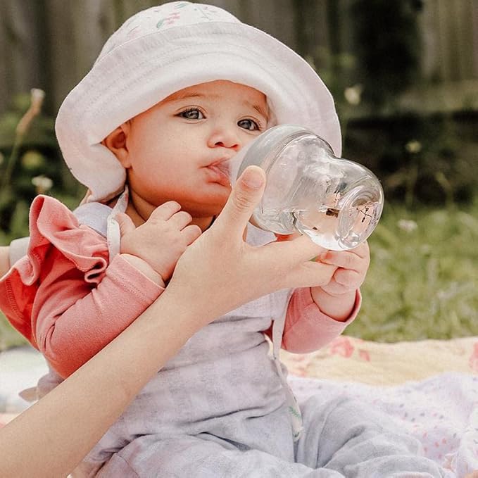 Haakaa Generation 3 Anti-Colic Wide Neck Glass Baby Bottle 4 oz/120 ml with Slow Flow Nipple 0 m +, 1 PK (Peach)