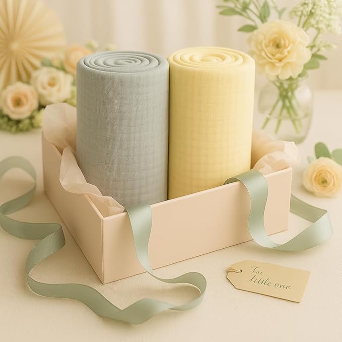 Soft 100% Cotton Swaddles for Newborns, 2- Pack - Large, Breathable Baby Blanket - Versatile, Durable Muslin Swaddle Blankets - Perfect Newborn Essentials