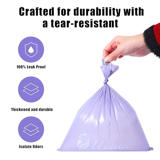USBOO Disposable Diaper Bags for Baby, 20 Refill Rolls (300 Pack),Baby Poop Bags with Dispenser, Essential for Travel and Quick Change on The Go, Purple and Lavender Scented