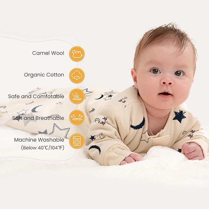 Unisex Sleeping Bag for Babies and Toddlers 1.0 Tog Sleep Sack 0-6 Months, Newborn Sleep Sack, Wearable Blanket Baby, One Piece Long Sleeves, Gifts for Baby