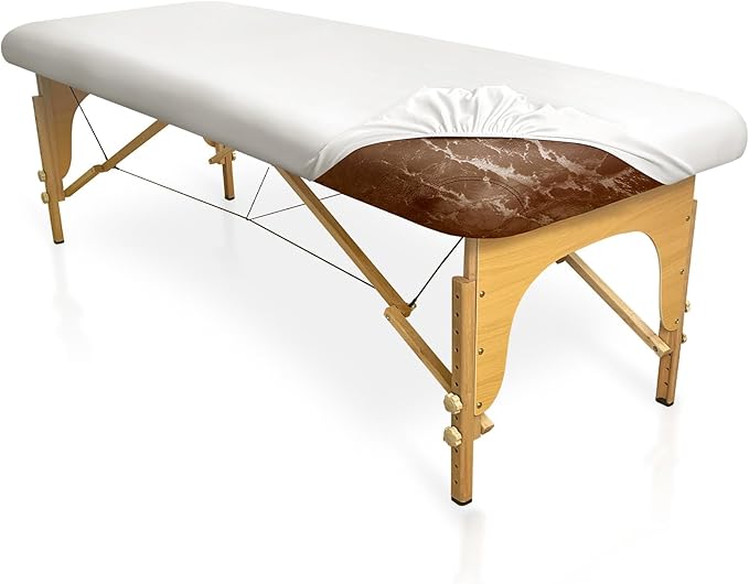 XIAROGEE Leather Massage Table Cover Wipeable Covers for Massage Table Waterproof Vinyl Replacement Bed Cover Protector for Lash/Spa (Cream White, 1)