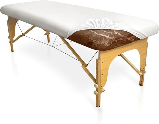 XIAROGEE Leather Massage Table Cover Wipeable Covers for Massage Table Waterproof Vinyl Replacement Bed Cover Protector for Lash/Spa (Cream White, 1)