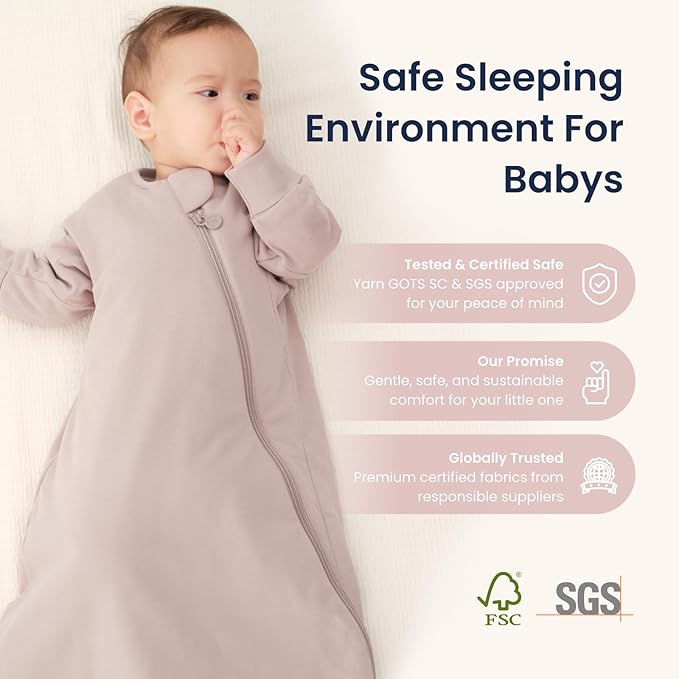 Unisex Sleeping Bag for Babies and Toddlers 1.0 Tog Sleep Sack 6-18 Months, Newborn Sleep Sack, Wearable Blanket Baby, One Piece Long Sleeves, Gifts for Baby