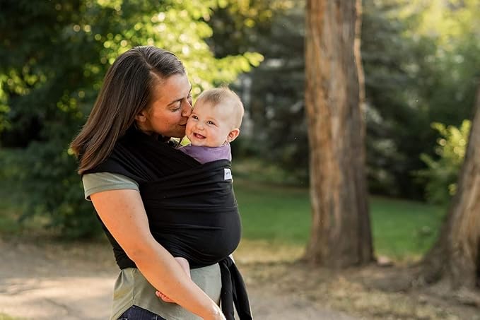 Sleepy Wrap Stretchy Ergonomic Baby Carrier Sling for Newborns to Toddlers - Hands-Free Lightweight Baby Wrap 7-35 lbs (Black)