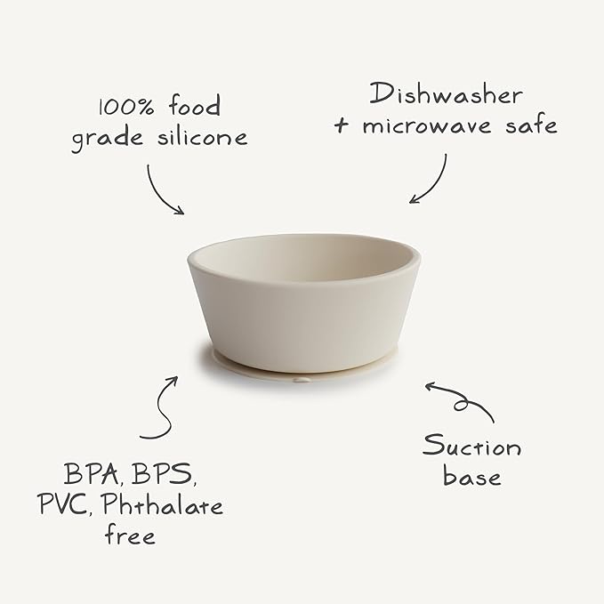 mushie Silicone Suction Bowl | BPA-Free Non-Slip Design (Soft Lilac)