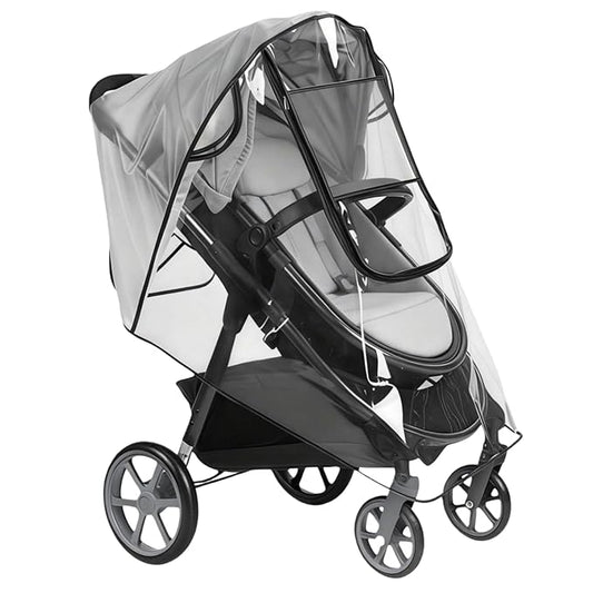 Stroller Rain Cover, Baby Stroller Rain Cover Universal Plastic Stroller Cover, Rain Cover for Stroller, Windproof and Waterproof with Waterproof Zip, Good Air Circulation, Food-Grade EVA Material