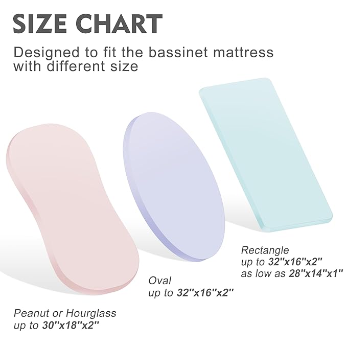 Pro Goleem Muslin Bassinet Sheet for Boys and Girls, Soft Breathable Fitted Cotton Baby Sheets Set for Oval Hourglass and Rectangular Bassinet Mattress, Neutral, 2 Pack (Grey＆Green)