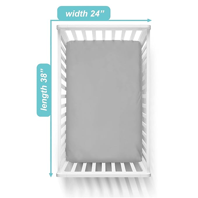 American Baby Company 2 Pack 100% Natural Cotton Fitted Mini Crib Sheets 38" x 24" - Soft & Breathable Small Nesting Portable Sheets, Fits Pack N Play Mattresses, Gray Stars and Gray, for Boys & Girls