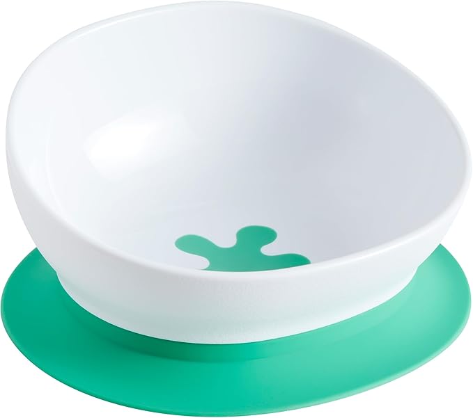 doddl Toddler and Baby Suction Bowl, Ergonomic Toddler Dishes for Self Feeding, 1-3 Year Olds, Dishwasher Safe, BPA Free (Fresh Green)