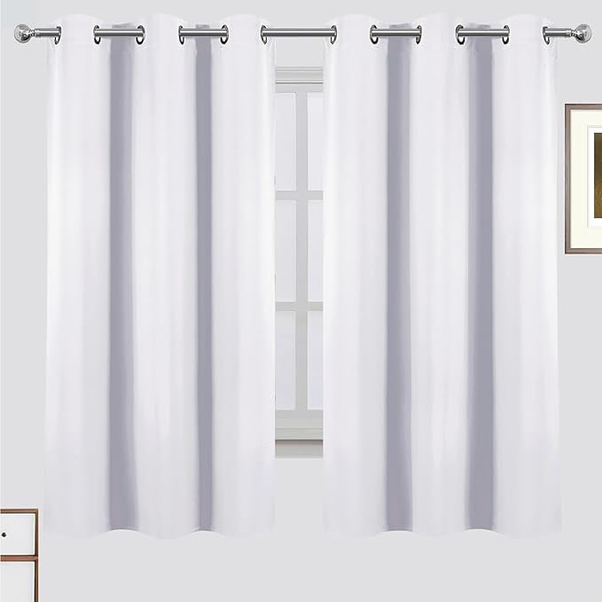 LEMOMO Blackout Curtains 42 x 63 Inch Off White Curtains 2 Panels Darkening Thermal Insulated Bedroom Curtains