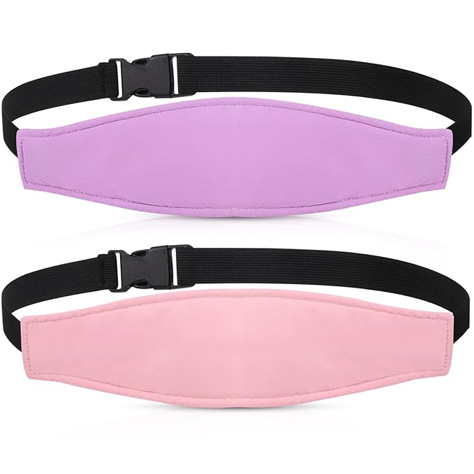 HESTYA 2 Pieces Baby Carseat Head Support Band Strap Headrest Stroller Seat Sleeping Headrest Neck Relief Head Strap Headband for Kids Children Toddler Infant(Sweet)