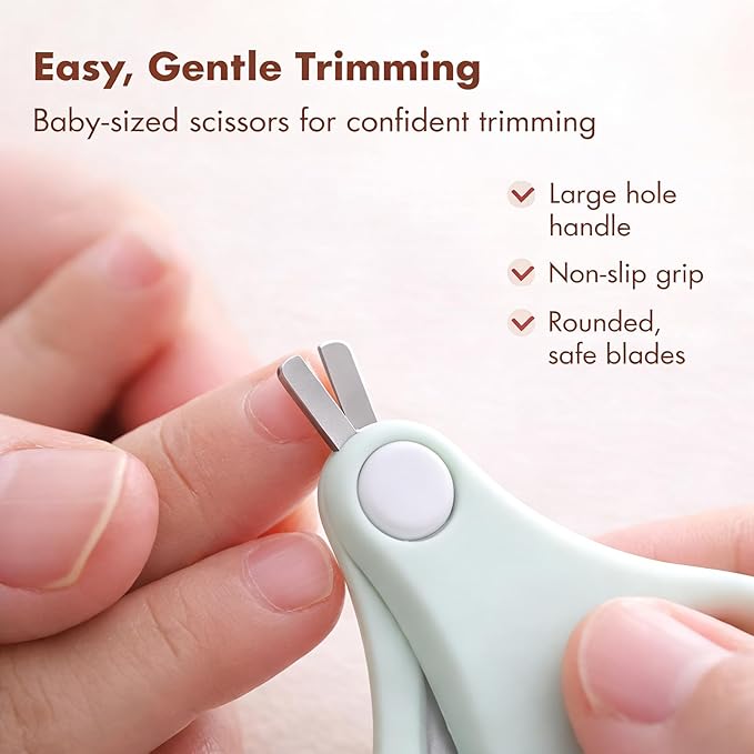 Baby Nail Kit, 4-in-1 Baby Nail Care Set with Cute Case, Baby Nail Clipper, Scissor, Nail File & Tweezer, Baby Manicure Kit and Pedicure kit for Newborn, Infant, Toddler, Kids-Owl Blue