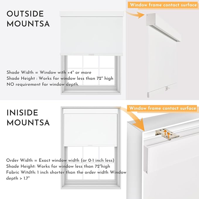 Persilux Cordless Blackout Roller Shades for Windows, Pull Down Blinds with Valance, Thermal Insulated Fabric, UV Protection Shades for Home and Bedroom (White,70" Wx72 H)