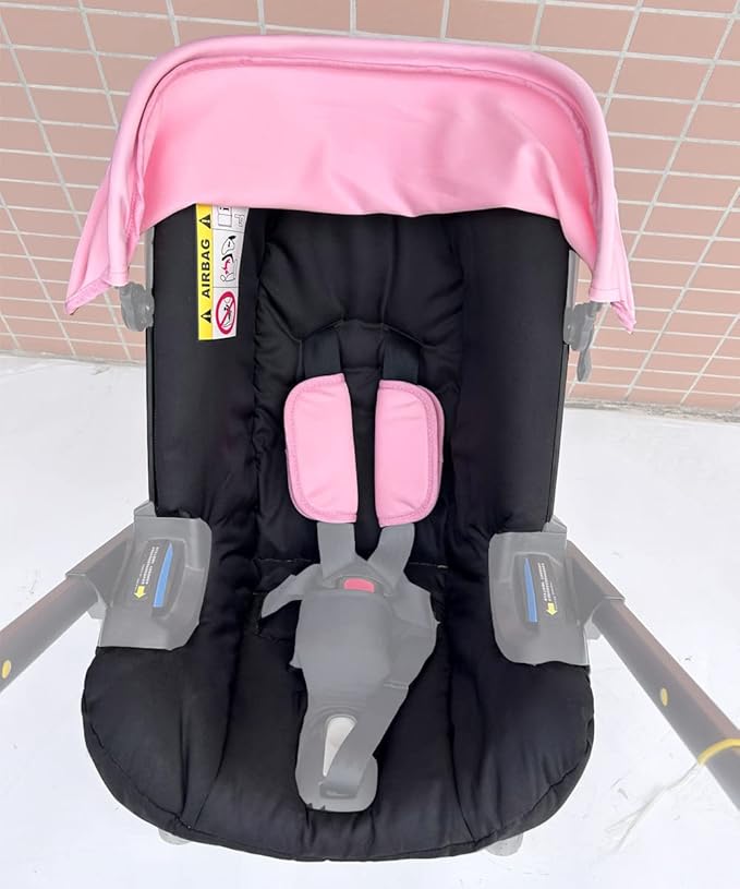Replacement Canopy & Seat Cushion Set Compatible with Doona+ Car Seat Stroller - Sunshade Cover & Textile Fabric Accessories - Breathable, Machine Washable (Pink Black)