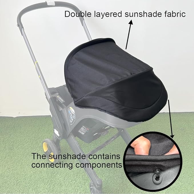 Stroller Replacement Accessories Canopy, Waterproof Sun Shade Compatible with Doona Car Seat & Strollers (Black)