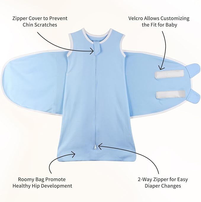Transition Swaddle 0-3 Months Sleep Sack Swaddles for Newborns, 2-Pack Arms up Swaddle 0-3 Months with Zipper 100% Cotton 0.8 Tog Transitional Sleep Swaddle Sack for Boy Girl (Small 5-14lbs)