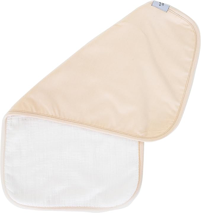 SWaddle AN Premium Baby Burp Cloths, Extra Soft Spit Up Rags with 3 Absorbent Layers, 21" x 10" Size, Sand