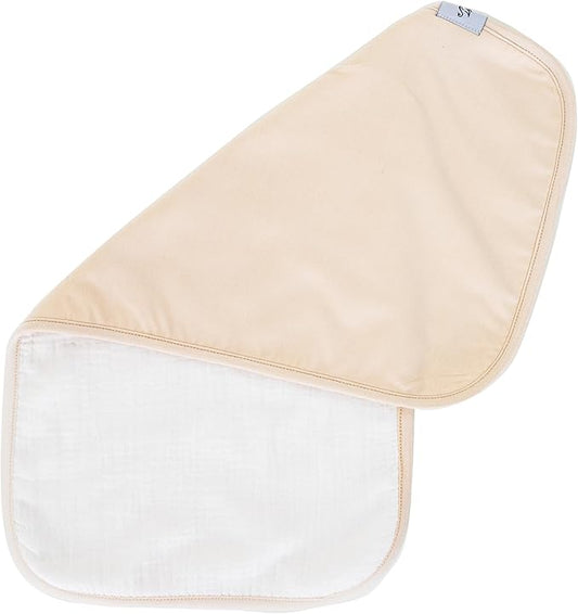 SWaddle AN Premium Baby Burp Cloths, Extra Soft Spit Up Rags with 3 Absorbent Layers, 21" x 10" Size, Sand