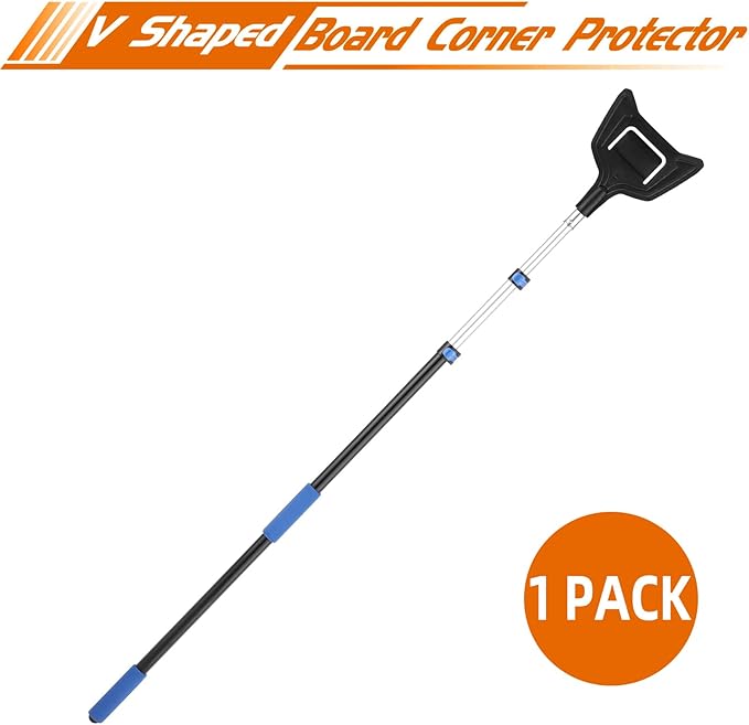 LLCC 9.8ft V Shaped Board Corner Protector Extension Handle, Edge Protector Pole for Flatbed, Adjustable V Edge Guards Handle (4.76ft→9.8ft, 1 Pack)