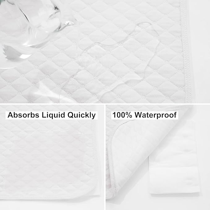Pleasant Boulevard | Portable Waterproof Baby Changing Pad Liner, Washable Reusable Changing Table Cover Made with Breathable TPU, 27x13in (White, 3 Count)
