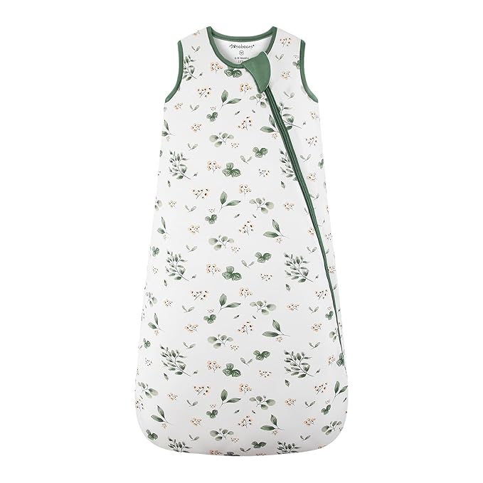 Mosebears Unisex Rayon Made from Bamboo Sleep Sack with 2-Way Zipper,2.5 Tog Baby Winter Sleep Sack(Plant,18-36 Months)
