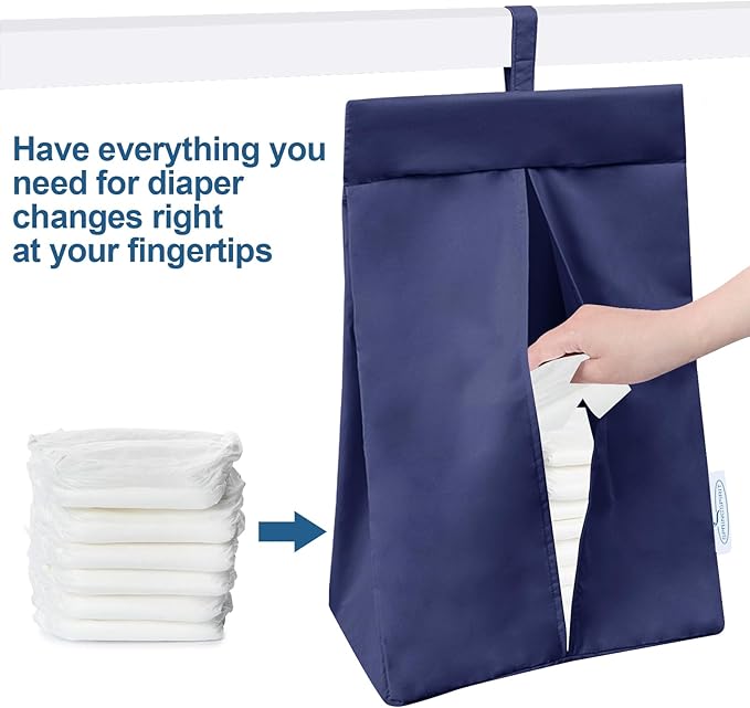 SPRINGSPIRIT Diaper Stacker Caddy Organizer Easy Access & Dustproof Portable Hand Free Diaper Holder for Adults or Nursery, Machine Washable Navy