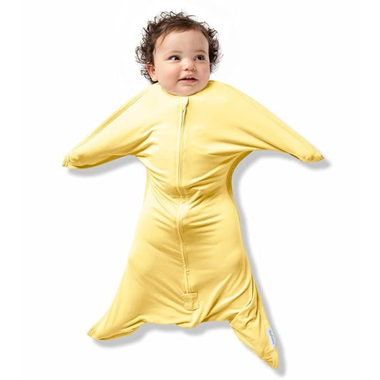SleepingBaby Bamboo Zipadee-Zip Transition Swaddle – EverSoft Wearable Blanket with Two-Way Zipper for Easy Diaper Changes, Small 4-8 months, Sunshine