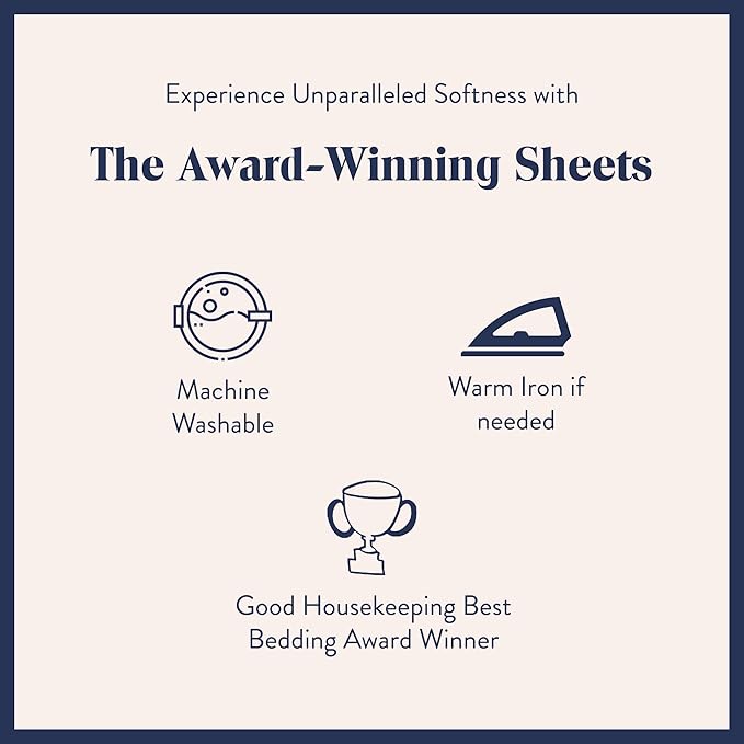 Brooklinen Luxury Sateen 4 Piece Sheet Set - 100% Cotton Bed Sheets, Soft & Durable Full Size Sheet Set in Pebble, Oeko-TEX Certified Bedding Set, 1 Fitted Sheet, 1 Flat Sheet, 2 Pillowcases