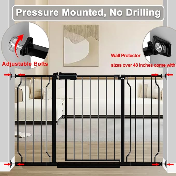 Fairy Baby Extra Wide Baby Gate 81.1-85.8 Inch Wide, Walk Through Pressure Mounted No Drill for Doorways, Long and Large Tension Dog Gate for Pet and Kids