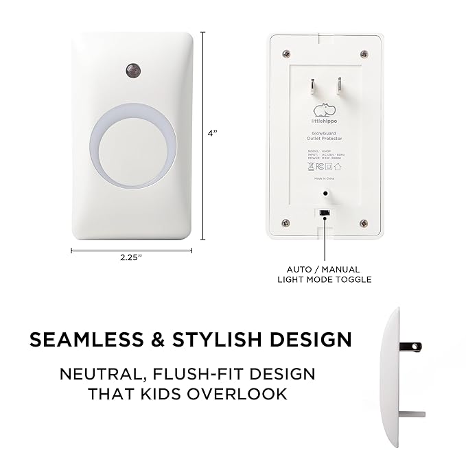 GlowGuard Childproof Outlet Covers & Night Light (2-Pack) | Secure & Tamper Resistant | Childproof, Babyproof, Toddler Proof, Child Safety Socket Cover | Light Sensor or Manual Toggle | Patent Pending