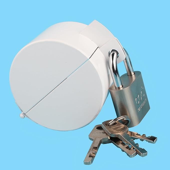 Door Knob Lockout Device with Padlock, Round Door Handle Security Lock, Prevents Turning of Door Knob and Access to Keyhole, White