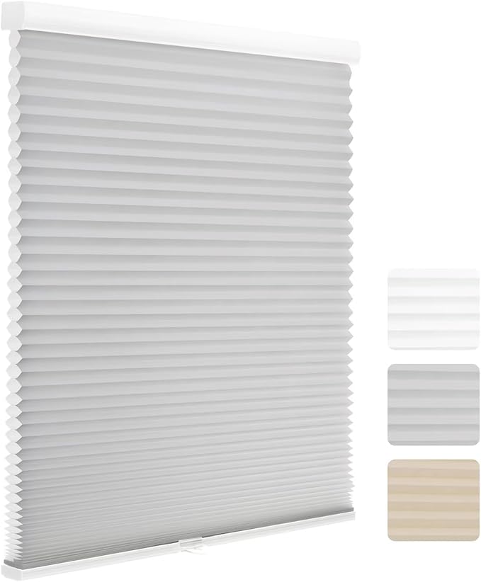 MYshade 1.5-Inch Cellular Cordless Light Filtering Shades, Honeycomb Window Blinds for Soft Daylight & Privacy, Thermal Insulation, Child Safe, Inside or Outside Mount (34" W x 72" H, Grey)
