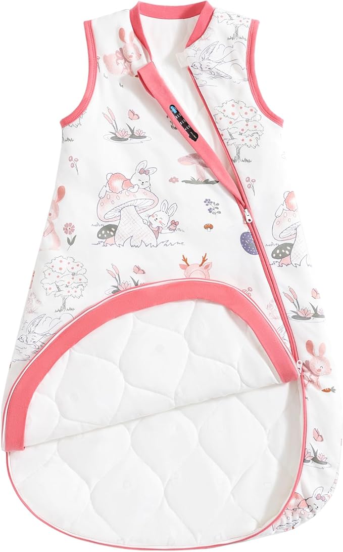 usbettas 1.0 Tog 2.5 Tog Baby Sleep Sack, 100% Cotton Baby Sleeping Bag 3-24M, 2-Way Zipper Baby Wearable Blanket