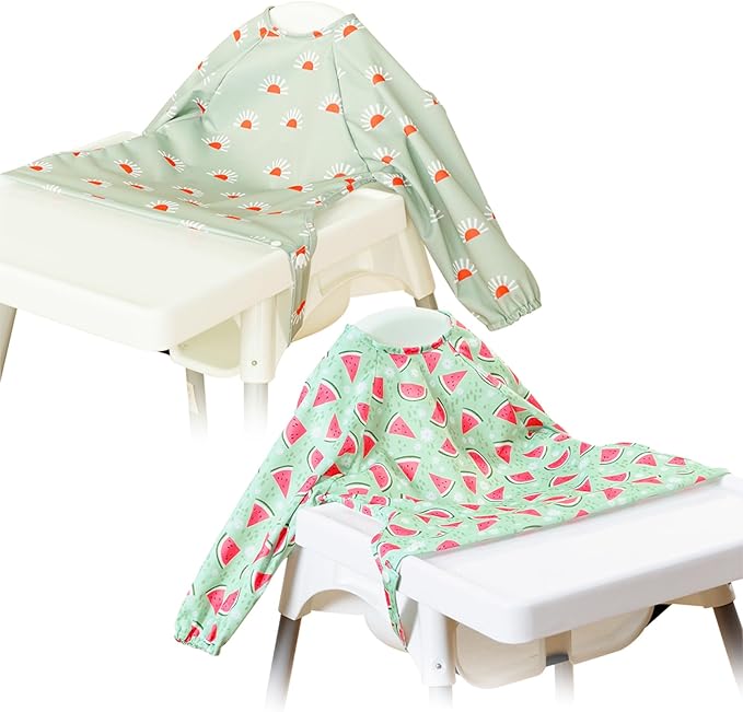 CoolaPeach Long Sleeve Baby Bib - Mess-Proof Feeding Bibs for Babies - Adjustable, Waterproof, and Highchair/Table Attachment