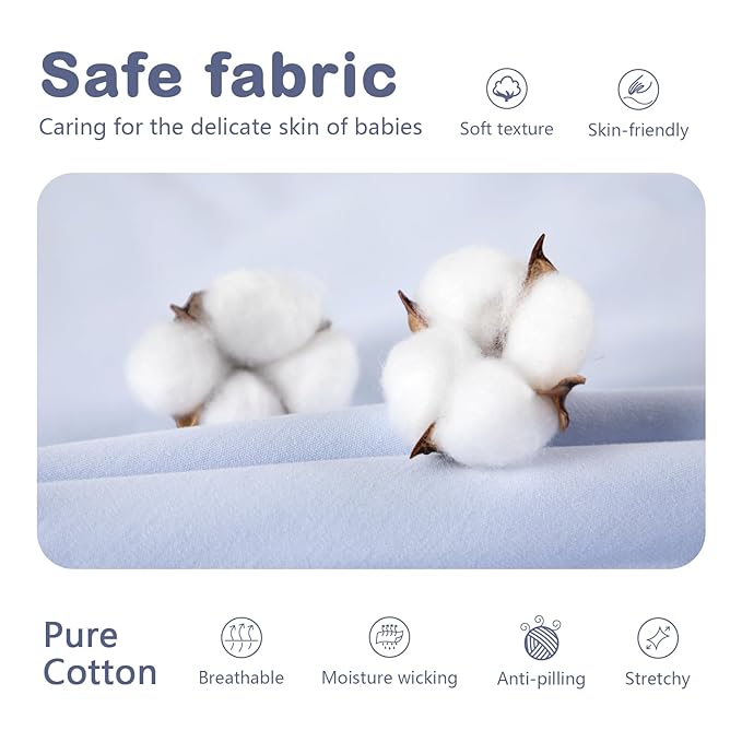 Mosebears Sleep Sack Baby Winter Wearable Blanket with 2-Way Zipper,2.5 TOG Cotton Sleep Sack Unisex (Fog Blue, 18-24 Months)